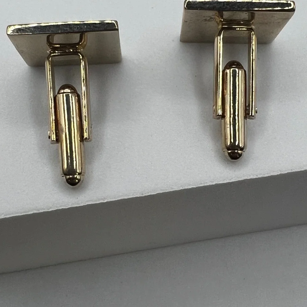 Vintage Dante Gold Tone Square Cufflinks Textured Star Moon Celestial Mens‎
